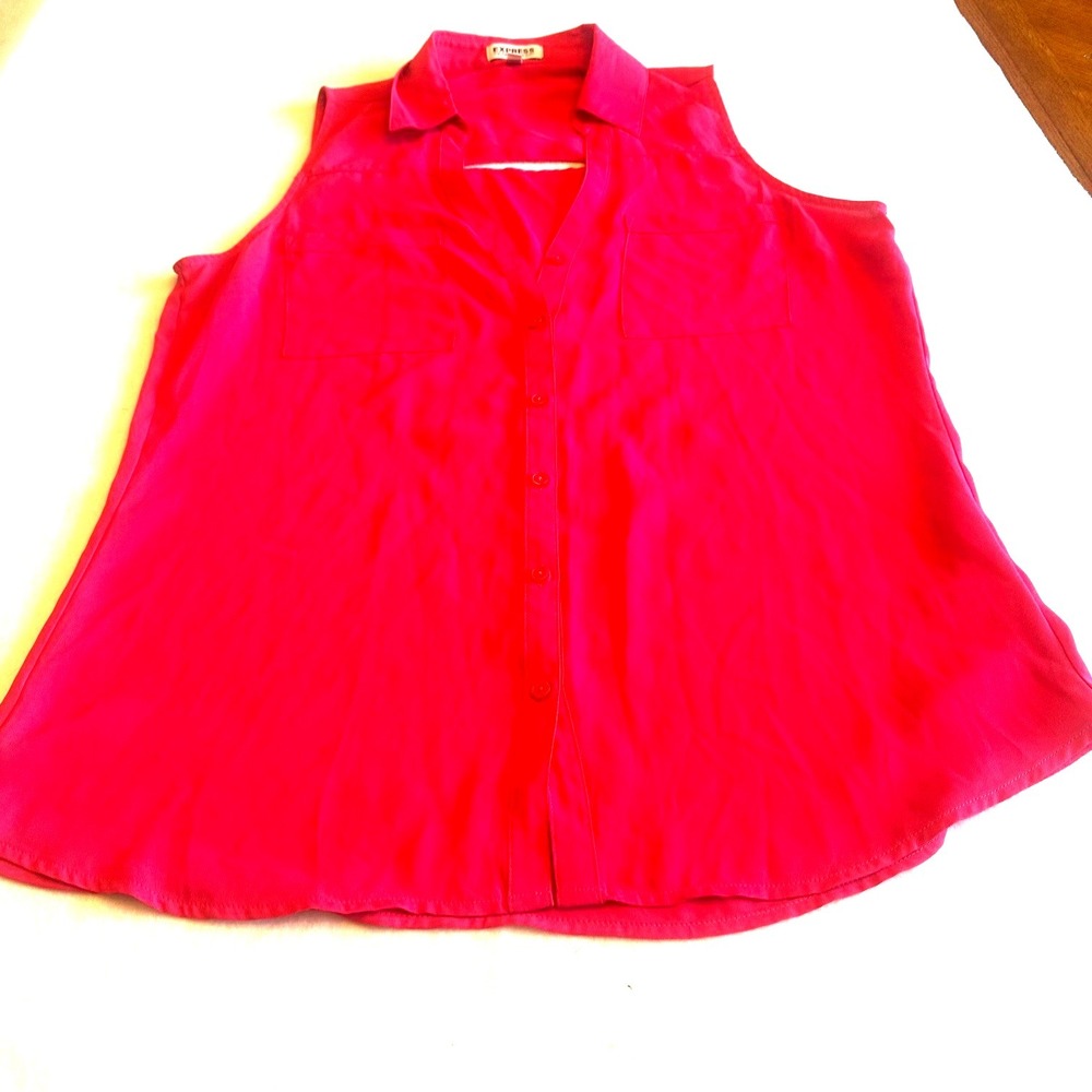 Express Portofino Sleeveless Shirt‎ Magenta Pink Cutout Blouse Womens Size M